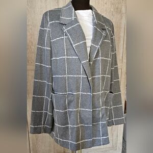 Gray Plaid Women's Knit  Spring Jacket Lane Bryant Sz 14 W